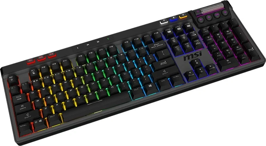 клавиатура Gaming Keyboard MSI STRIKE PRO SILENT, Wireless, Mechnical, with Multimedia functions, Kailh Midnight Pro Silent Switch, MYSTIC LIGHT RGB,  incl. Wrist Rest, Black