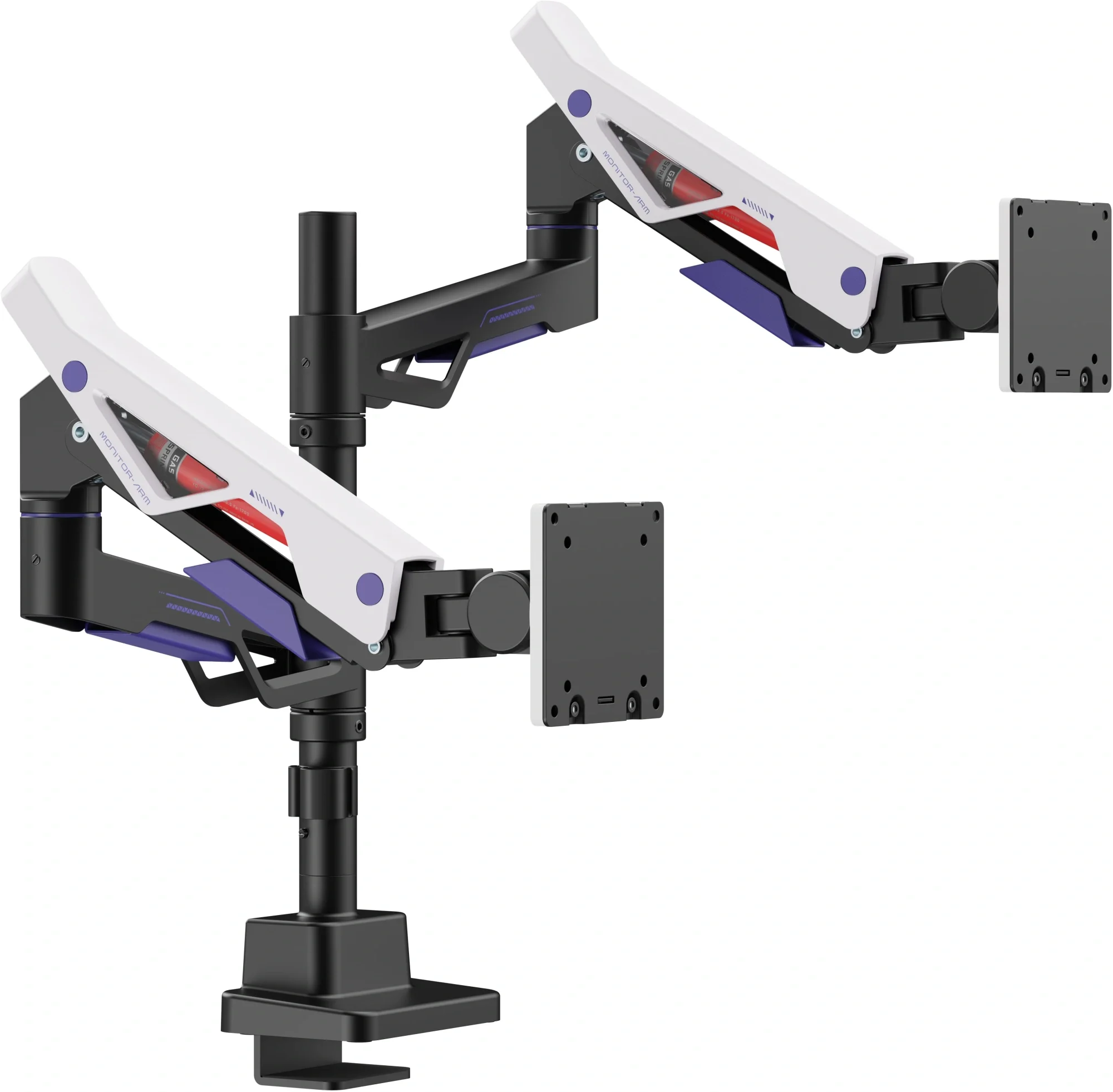 Кронштейн для мониторов Ultramounts UM742BW черный/белый 24"-57" макс.27кг крепление к столешнице  поворот и наклон