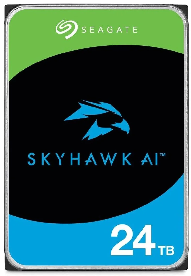 Диск HDD Seagate - SkyHawk AI, для систем видеонаблюдения, SATA, 6 Гб/с, 3.5", 24 ТБ, 7200 rpm, 512MB, ST24000VE002