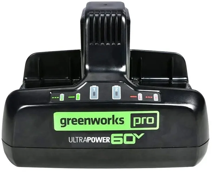 Greenworks Быстрое зарядное устройство для двух аккумуляторов G60DC10, 60V, 10А [2954407]
