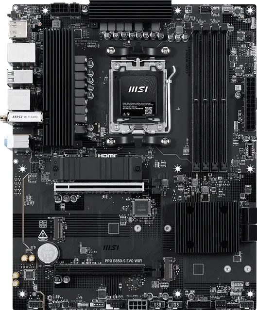 Материнская плата MSI PRO B850-S EVO WIFI Socket AM5 AMD B850 4xDDR5 ATX AC`97 8ch(7.1) 5Gigabit RAID+HDMI+DP