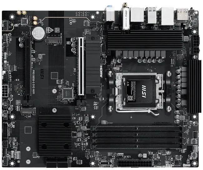 Материнская плата MSI PRO B850-S EVO WIFI Socket AM5 AMD B850 4xDDR5 ATX AC`97 8ch(7.1) 5Gigabit RAID+HDMI+DP