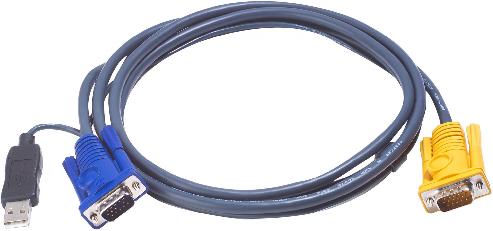 KVM-кабель ATEN - PS/2-USB, SPHD-15 (Male) - D-Sub (Male) + USB Type A (Male), 1.8 м, 2L-5202UP