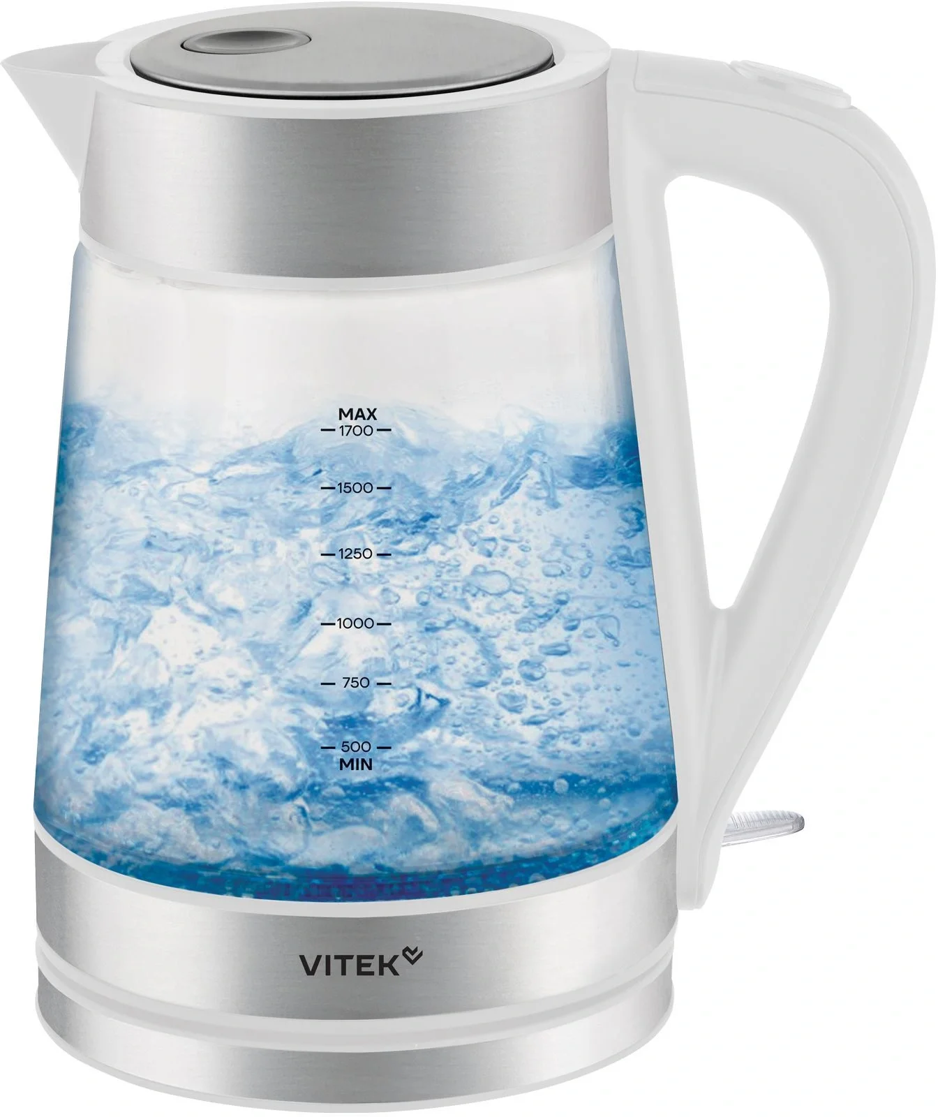 Чайник электрический Vitek VT-WK1030 1.7л. 2200Вт  белый/серебристый корпус: стекло