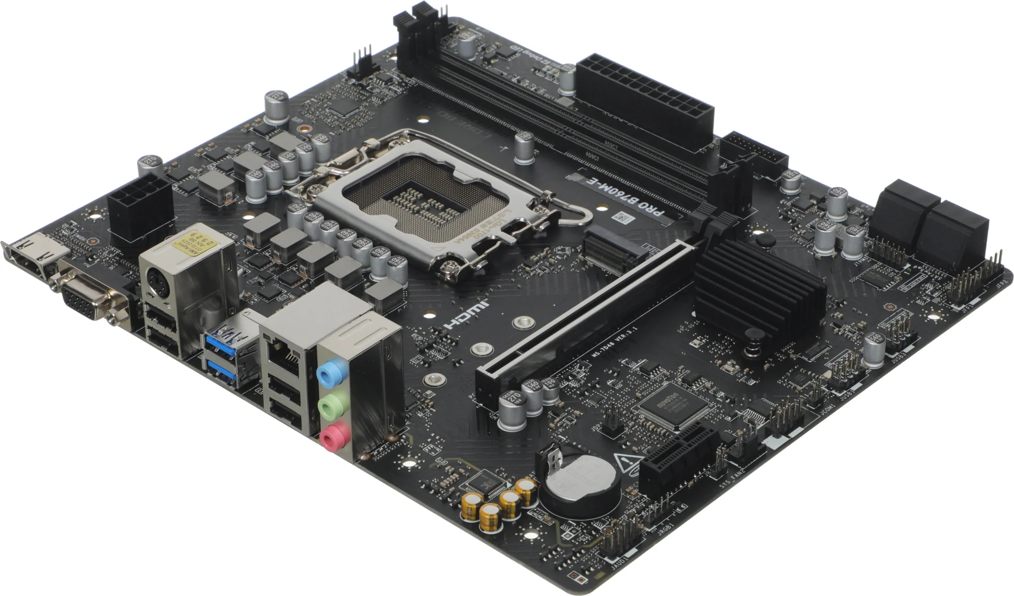 Материнская плата/ MB MSI INTEL B760 s1700, 2xDDR5(128GB), D-SUB/HDMI 1.4, 1xPCIe 4.0x16, 1xPCIe 3.0, 1xLAN, 4xSATA 6Gb/s, 1xM.2, 2xUSB 3.2, 4xUSB 2.0, 1xPS/2, mATX