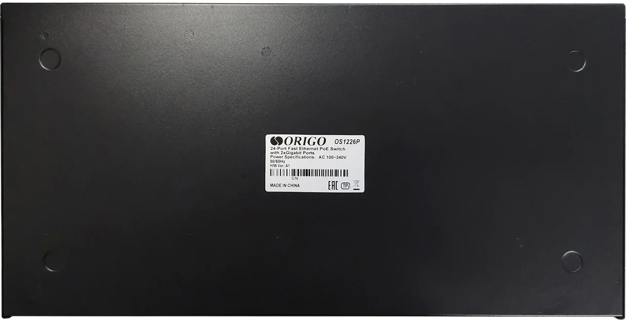 Коммутатор ORIGO OS1226P/285W/A1A, неуправляемый, 24×FE, 2×1GbE, PoE
