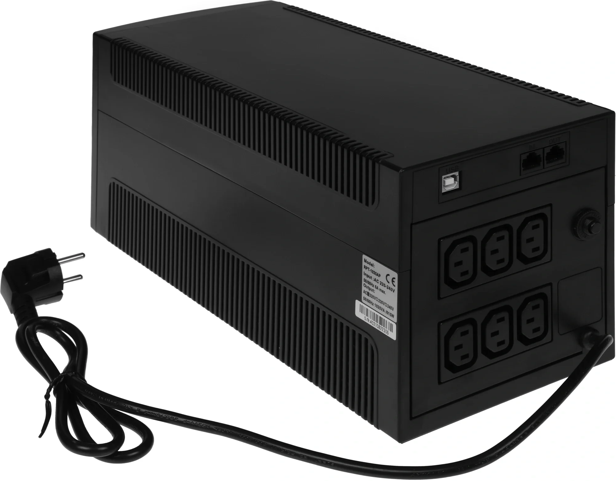 Источник бесперебойного питания Powercom Raptor, Line-Interactive, 1025VA/615W, Tower, 6*IEC320-C13, USB (295838)
