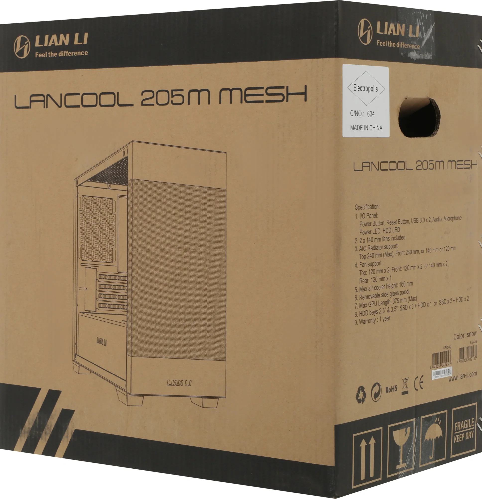 Корпус Lian-Li Lancool 205M Mesh белый без БП mATX 3x120mm 2x140mm 2xUSB3.0 audio bott PSU