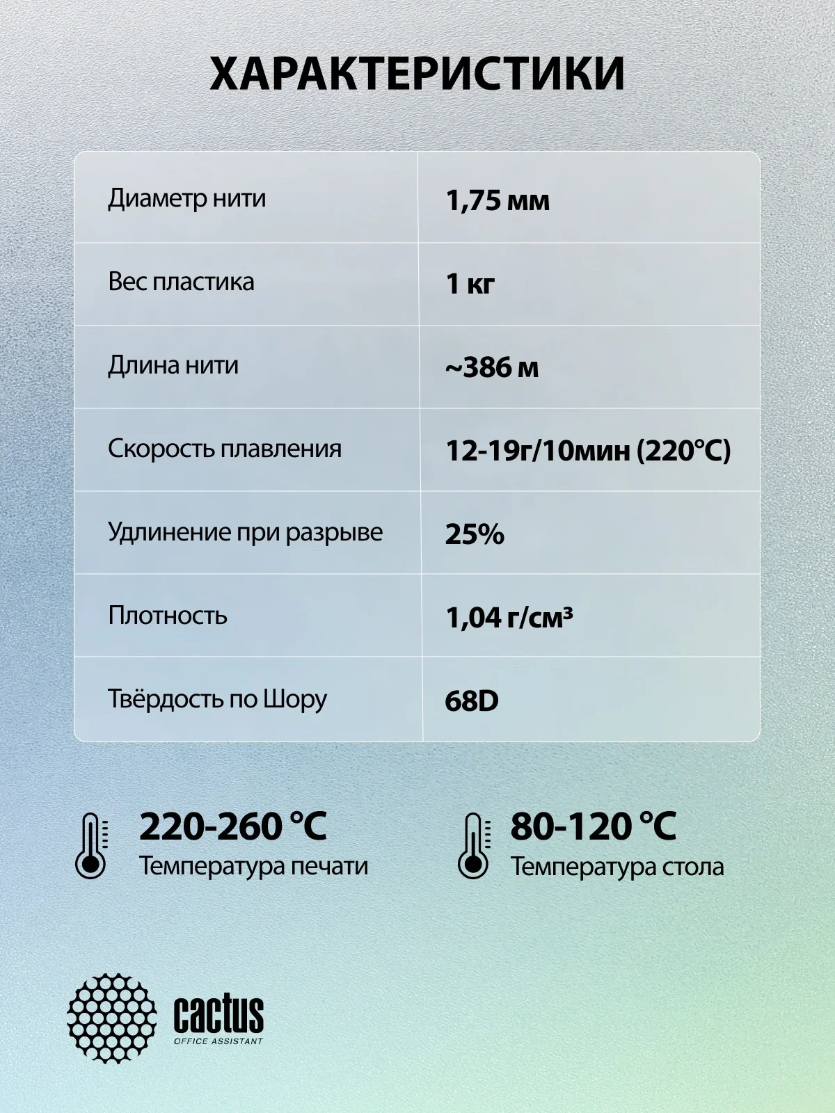 Пластик для принтера 3D Cactus CS-3D-ABS-1KG-PURPLE ABS d1.75мм 1кг L386м 1цв.