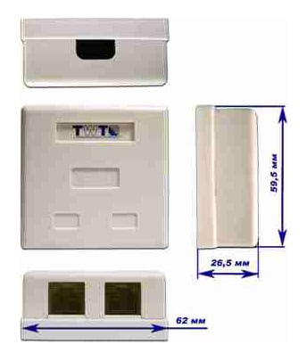 Розетка LANMASTER TWT-SM2-4512-WH, настенная, 1xRJ45 кат.5e + 1xRJ12, белая