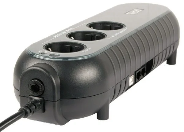 ИБП Powercom - WOW 1000 ВА/500 Вт, OFF-Line, in (230V Сетевой шнур (Schuko)), 4xSchuko, Hot Swap User Replaceable Batteries, Tower, цвет чёрный, WOW-1000U