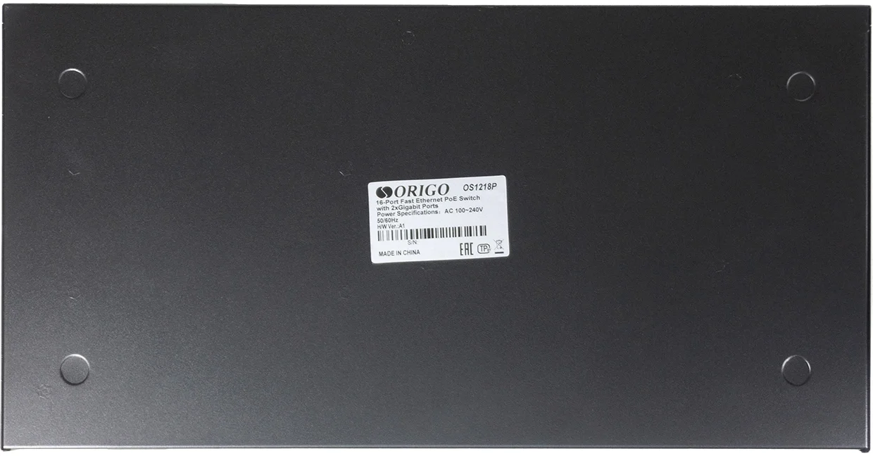 Коммутатор ORIGO OS1218P/190W/A1A, неуправляемый PoE, 16×100М PoE+2×1GbE, 190W