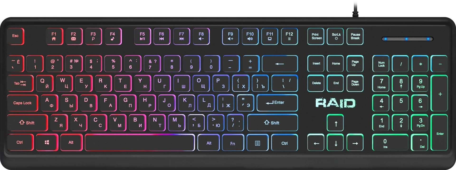 Клавиатура проводная DEFENDER Raid (Рейд) GK-778DL черный (USB,104 клавиши) (45778)