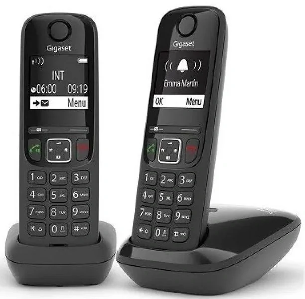 L36852-H2816-M201 Р/Телефон Dect Gigaset AS690 DUO черный (труб.  в компл.:2шт) АОН