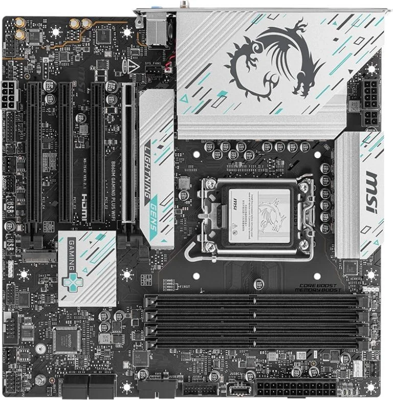 Материнская плата MSI B860M GAMING PLUS WIFI, LGA 1851, Intel B860, 4xDDR5, 4xSATA, 3xM.2, 1xPCIe 4.0 x4, 1xPCIe 5.0 x16, 1xDP, 1xHDMI, 1xUSB-C, 1x 5Gb LAN, 3xUSB-A 2.0, 2xUSB-A 3.2 Gen 1, 1xUSB 3.2 Gen 2, 7.1, 3x3.5 мм, mATX