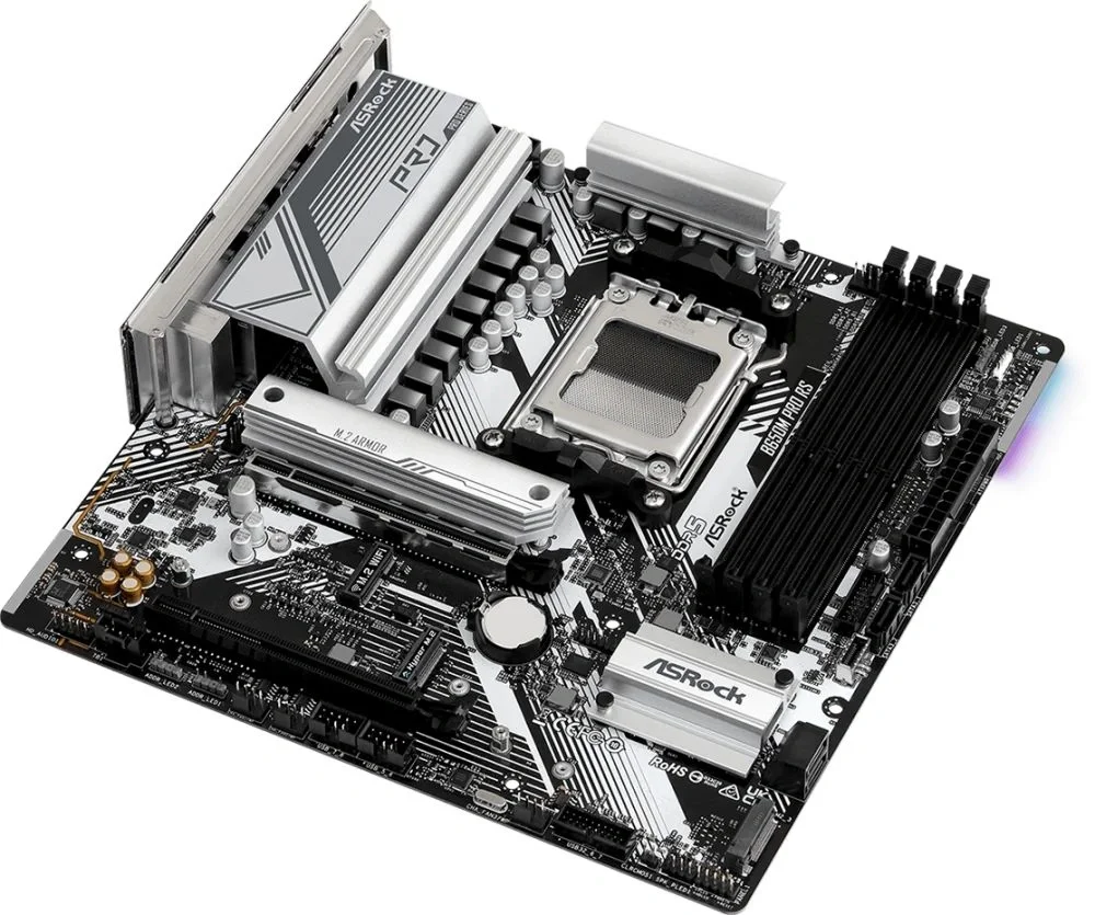 Материнская плата ASRock B650M PRO RS, AM5, AMD B650, 4xDDR5, 4xSATA, 3xM.2, 1xPCIe 4.0 x16, 1xPCIe 3.0 x4, 1xDP, 1xHDMI, 1x2.5Gb LAN, 1xUSB-C 10Gbps, 1xUSB-A 10Gbps, 2xUSB-A 5Gbps, 4xUSB-A 2.0, 3x3.5 мм, 7.1, mATX