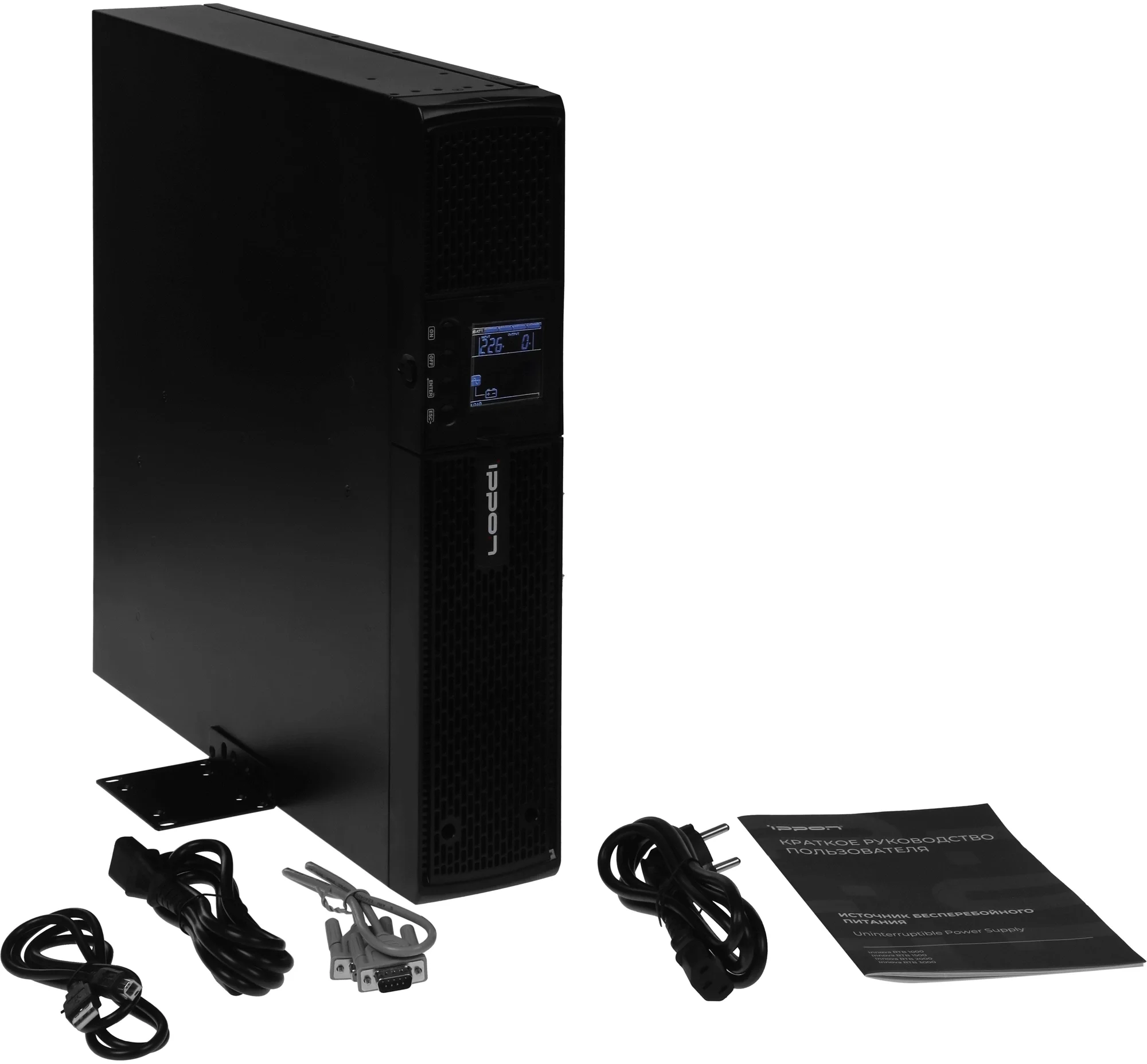 ИБП Ippon - RTB 1500 ВА/1350 Вт, On-Line, in (1xIEC-320 C14), 8xIEC-320 C13, LCD, Rack, 2U, цвет чёрный, 2028478