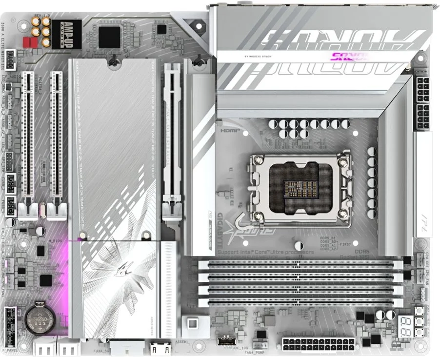 Материнская плата GIGABYTE Z890 AORUS ELITE WIFI7 ICE, LGA1851, Intel Z890, 4xDDR5, 4xSATA, 4xM.2, 1xPCIe 5.0 x16, 2xPCIe 4.0 x4, 1xDP (v1.4), 1xUSB Type-C, 1x2.5Gb LAN, Wi-Fi 7, Bluetooth 5.4, S/PDIF, 2x3.5 мм, 7.1, ATX