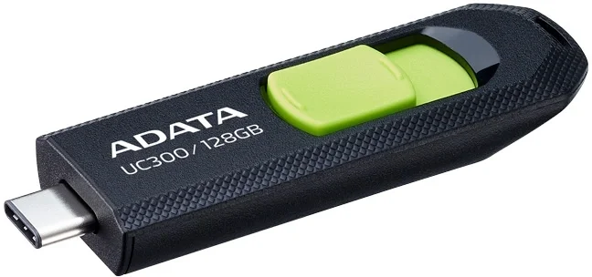 USB накопитель ADATA - UC300, USB Type C (USB 3.2 Gen 1), 128 ГБ, read speed-100MB/s, цвет чёрный, ACHO-UC300-128G-RBK/GN
