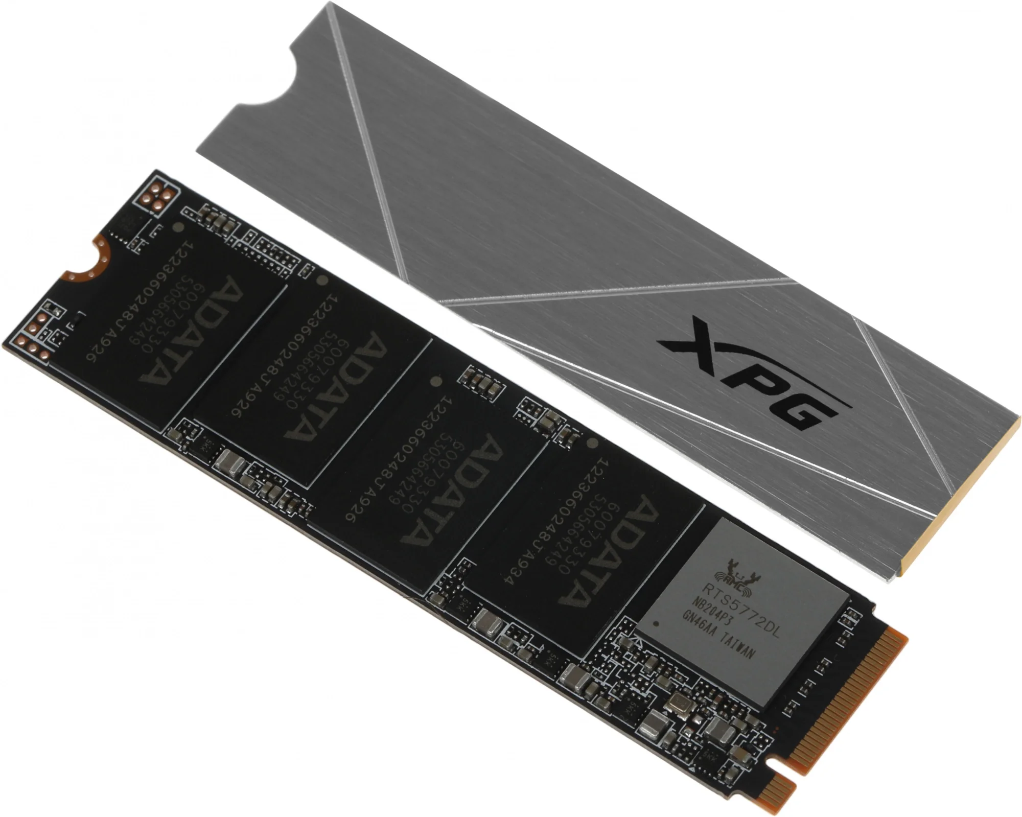 Твердотельный накопитель/ ADATA SSD GAMMIX S60 BLADE, 2048GB, M.2(22x80mm), NVMe, PCIe 4.0 x4, 3D NAND, R/W 5000/4200MB/s, IOPs -/-, TBW 450, DWPD 0.12, with HeatSink (5 лет)