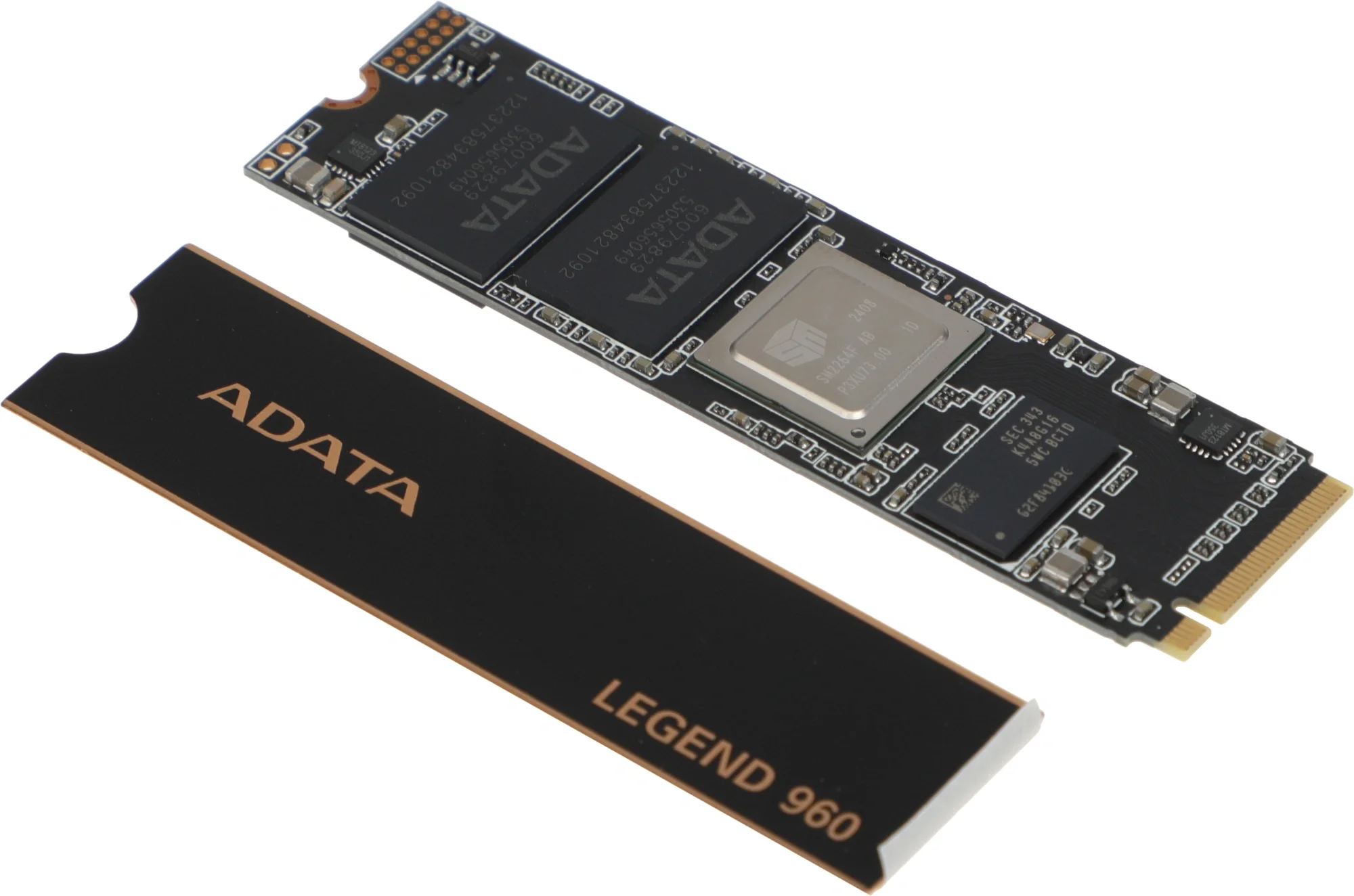 Твердотельный накопитель/ ADATA SSD LEGEND 960, 2000GB, M.2(22x80mm), NVMe 1.4, PCIe 4.0 x4, 3D NAND, R/W 7400/6800MB/s, IOPs 750 000/630 000, DRAM buffer 2000MB, TBW 1560, DWPD 0.43, with Heat Spreader (5 лет)