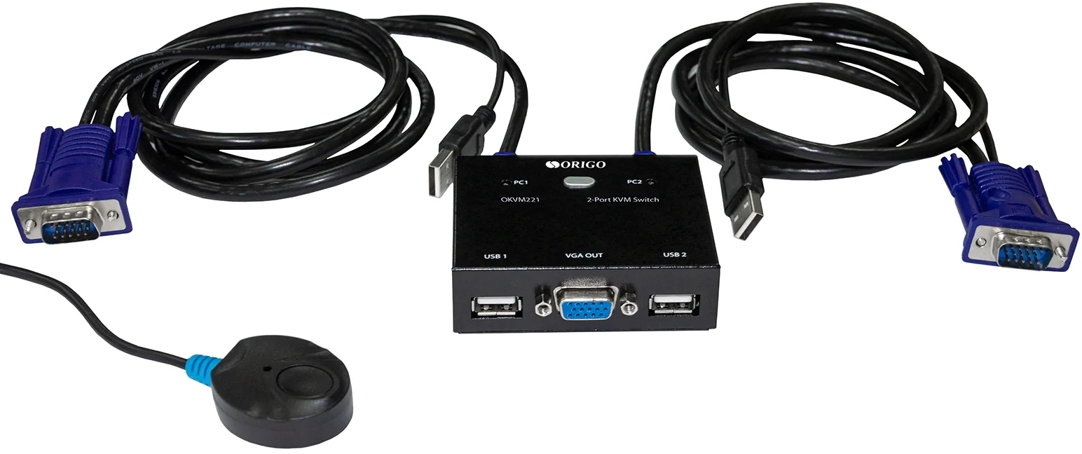 Переключатель ORIGO 2-портовый KVM-переключатель с портами VGA и USB