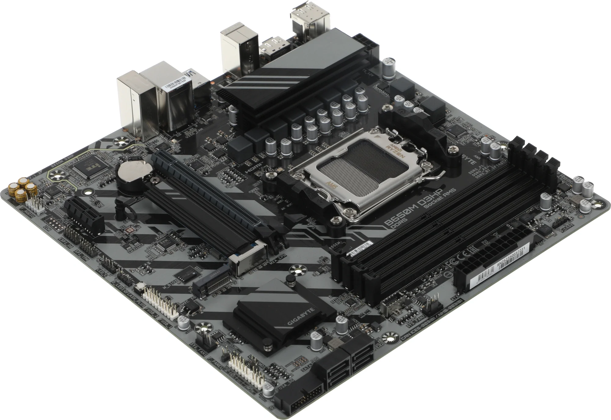 Материнская плата Gigabyte B650M D3HP, AM5, AMD B650, 4xDDR5, 4xSATA, 2xM.2, 1xPCI-E 4.0 x16, 1xPCI-E x1, 1xHDMI, 2xDP, 1x 2.5Gb LAN, 3xUSB-A 3.2 Gen 1, 2xUSB-A 2.0, 1xUSB-C 3.2 Gen 1, 3x3.5 мм, 7.1, Micro-ATX