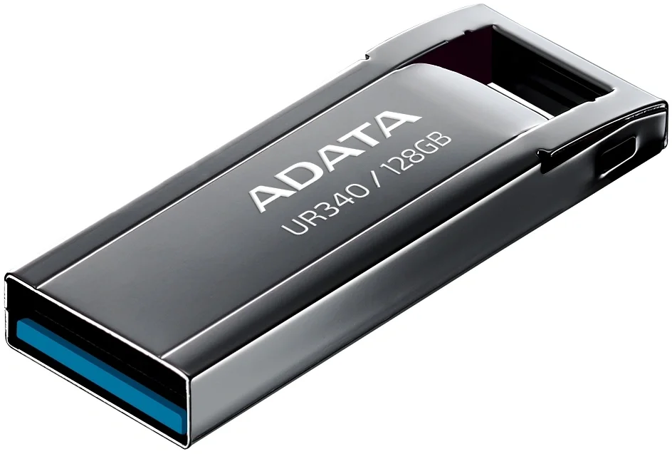 USB накопитель ADATA - UR340, USB Type A (USB 3.2 Gen 1), 128 ГБ, read speed-100MB/s, цвет чёрный, AROY-UR340-128GBK