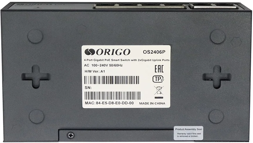 Коммутатор ORIGO OS2406P/60W/A1A, 4×1GbE PoE+, 2×1GbE, PoE 60 Вт, L2