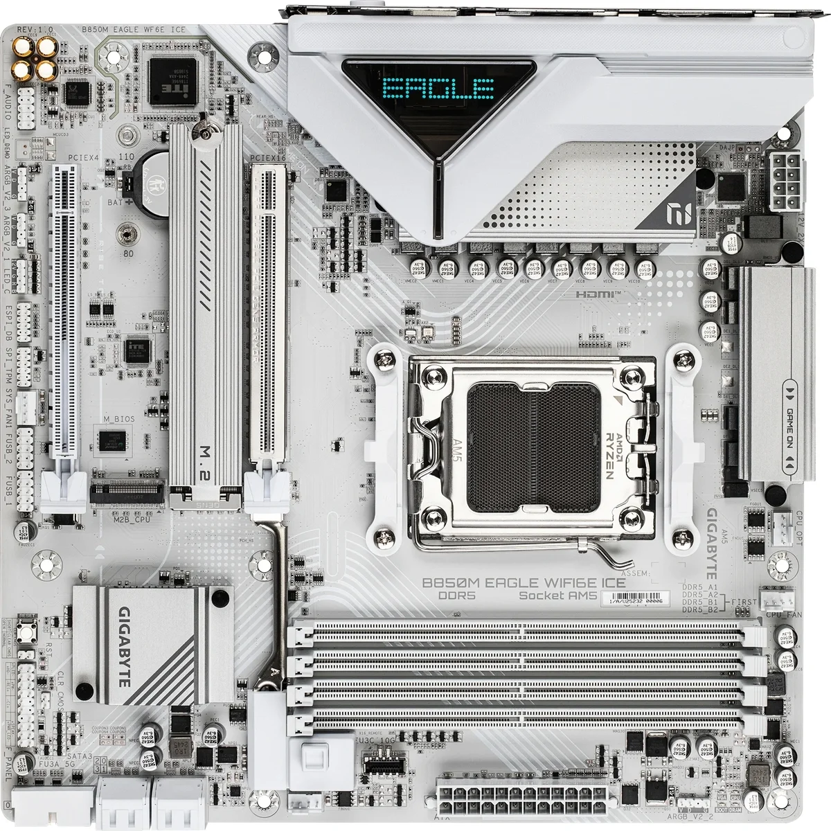 Материнская плата Gigabyte B850M EAGLE WIFI6E ICE Socket AM5 AMD B850 4xDDR5 mATX AC`97 8ch(7.1) 2.5Gg RAID+HDMI+DP