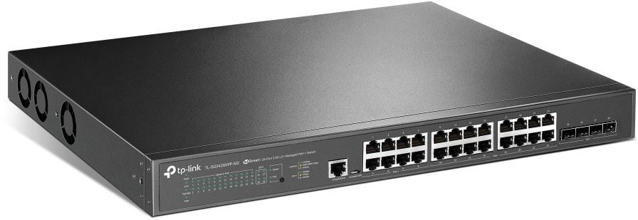 Коммутатор Управляемый TP-Link - SG3428XPP-M2, Layer 2 Plus, 24-PoE, 24-2.5GbE, 4-SFP+, ROM-32MB, RAM-256MB, SNMP, telnet, Web, CLI, в стойку, SG3428XPP-M2