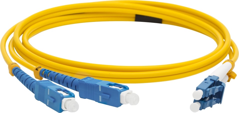LAN-2LC-2SC/SU-1.0 Коммутационный шнур оптический Lanmaster Duplex SC/LC (UPC/UPC) OS2 9/125 LSZH Ø 3мм 1м цвет: жёлтый