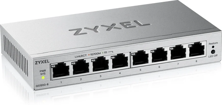 Коммутатор/ ZYXEL Web-managed Gigabit Switch Zyxel GS1200-8v3, 8xRJ-45: 1G, desktop, fanless