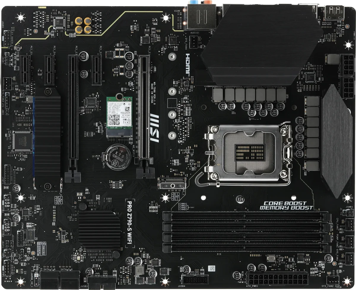 Материнская плата/ MB MSI INTEL Z790 s1700, 4xDDR5(256GB), HDMI 1.4/DP, 1xPCIe 5.0x16, 1xPCIe 3.0x16, 3xPCIe 3.0, 1xLAN (2.5GbE), Wi-Fi, BT, 4xSATA 6Gb/s, 2xM.2, 1xUSB-C, 4xUSB 3.2, 2xUSB 2.0, ATX