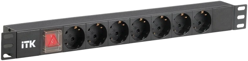 Блок PDU ITK PH12-7D3, 7×Schuko, 1U, C14, LED