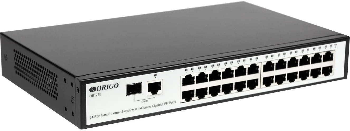 Коммутатор ORIGO OS1225/A1A, 24×100M, 1×Combo GbE/SFP, 1U