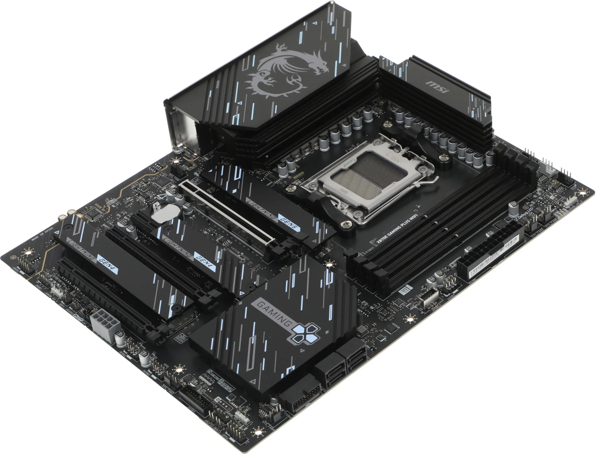 Материнская плата MSI X870E GAMING PLUS WIFI, AM5, AMD X870E, 4xDDR5, 4xSATA, 3xM.2, 1xPCIe 5.0 x16, 1xPCIe 4.0 x4, 2xPCIe 3.0 x1, 1xHDMI, 1xUSB Type-C, 1x5Gb LAN, Wi-Fi 7, Bluetooth 5.4, 2xUSB-C 20Gbps, 1xUSB-C 40Gbps, 2xUSB-A 5Gbps, 2xUSB-A 10Gbps, 4xUSB-A 2.0, 3x3.5 мм, 7.1, ATX