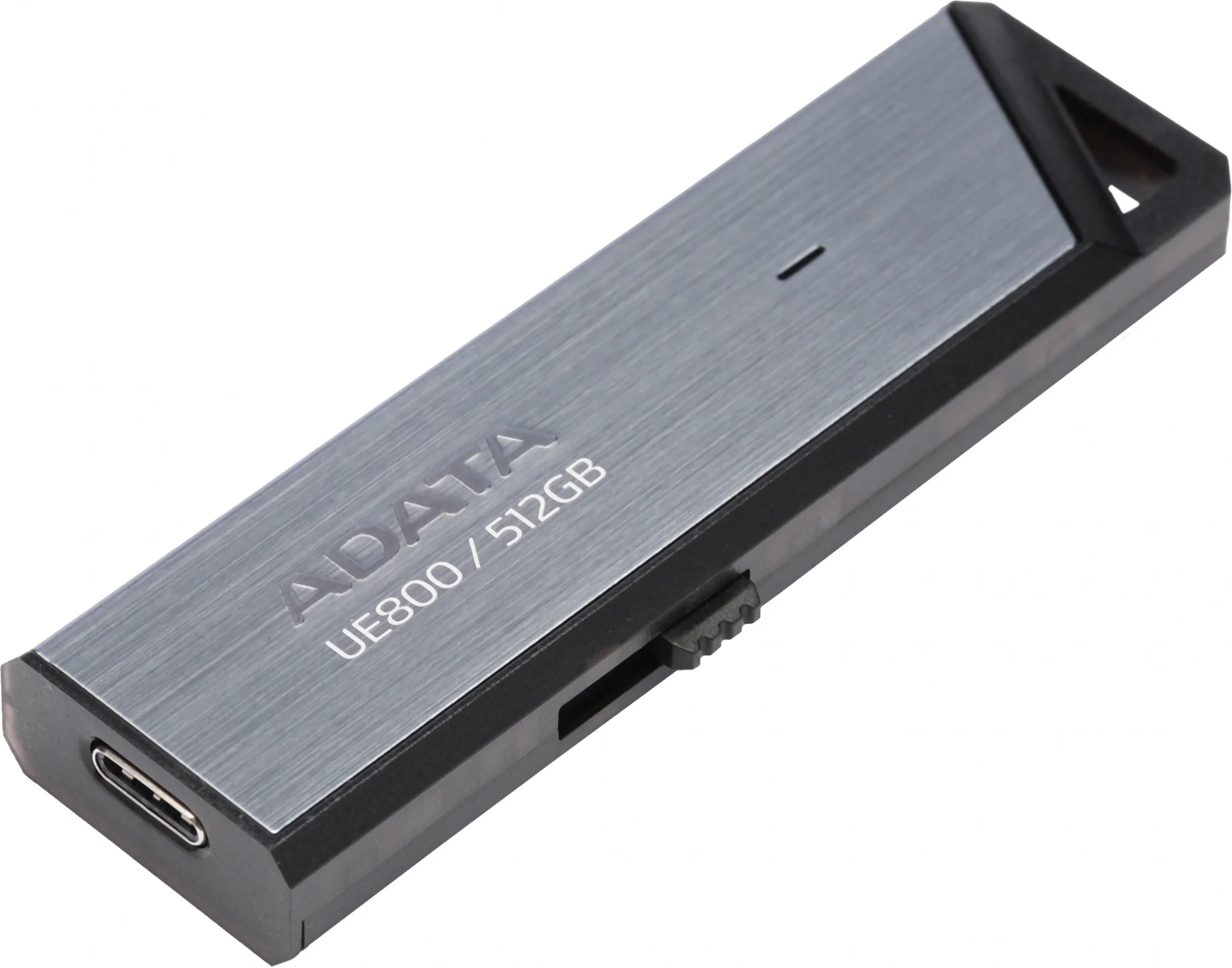 USB накопитель ADATA - UE800, USB Type C (USB 3.2 Gen 2), 512 ГБ, write speed-950MB/s, read speed-1000MB/s, цвет серебристый, AELI-UE800-512G-CSG