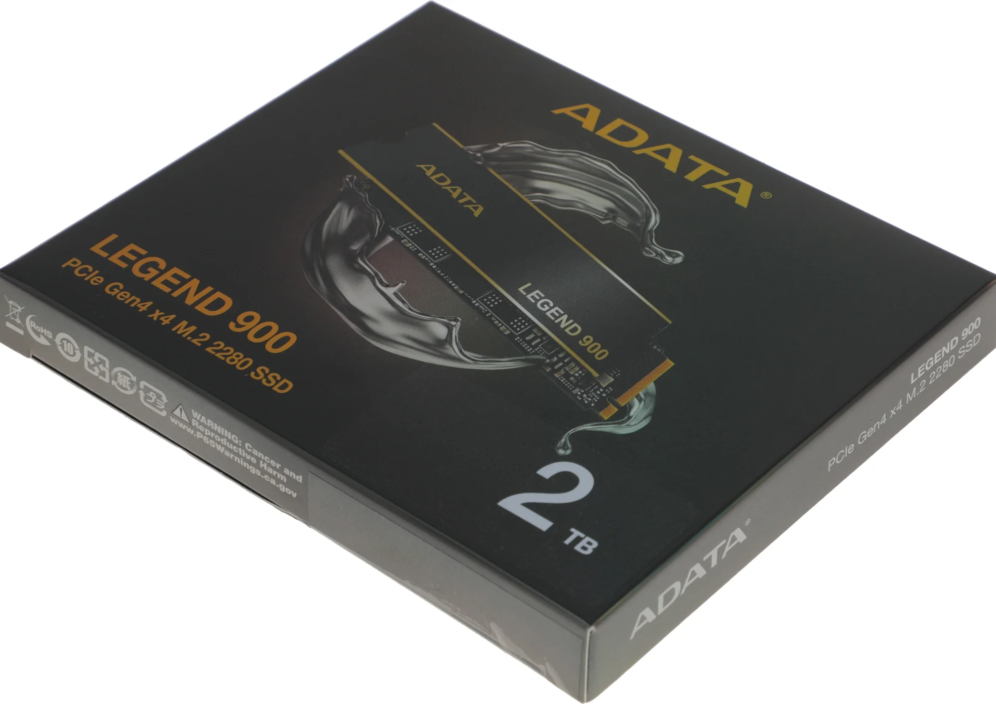Твердотельный накопитель/ ADATA SSD LEGEND 900, 2048GB, M.2(22x80mm), NVMe 1.4, PCIe 4.0 x4, 3D NAND, R/W 7000/5400MB/s, IOPs н.д./н.д., TBW 1200, DWPD 0.06, with Heat Sink (5 лет)