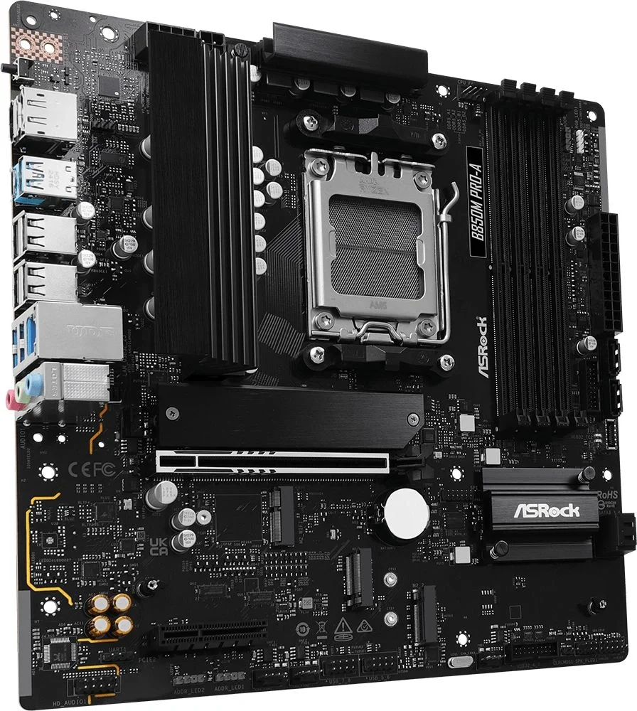 Материнская плата ASRock B850M PRO-A, AM5, AMD B850, 4xDDR5, 4xSATA, 3xM.2, 1xPCIe 5.0 x16, 1xPCIe 3.0 x4, 1xDP, 1xHDMI, 1x2.5Gb LAN, 1xUSB-C 10Gbps, 1xUSB-A 10Gbps, 2xUSB-A 5Gbps, 4xUSB-A 2.0, 3x3.5 мм, 7.1, mATX