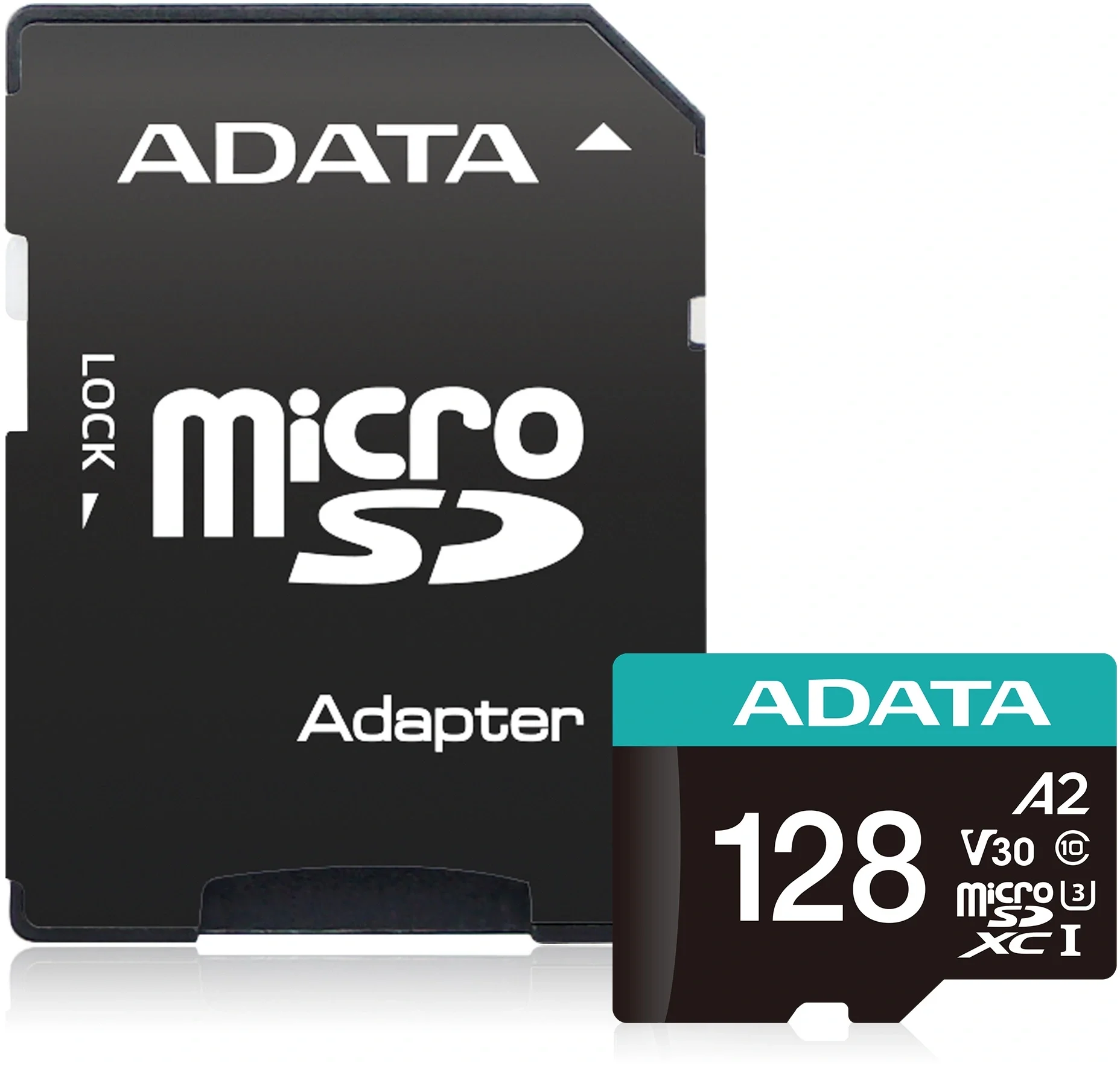 Карта памяти ADATA - Premier Pro, microSDXC, write speed 85Mb/s, read speed 100Mb/s, UHS-I Class 3, Class 10, 128GB, AUSDX128GUI3V30SA2-RA1