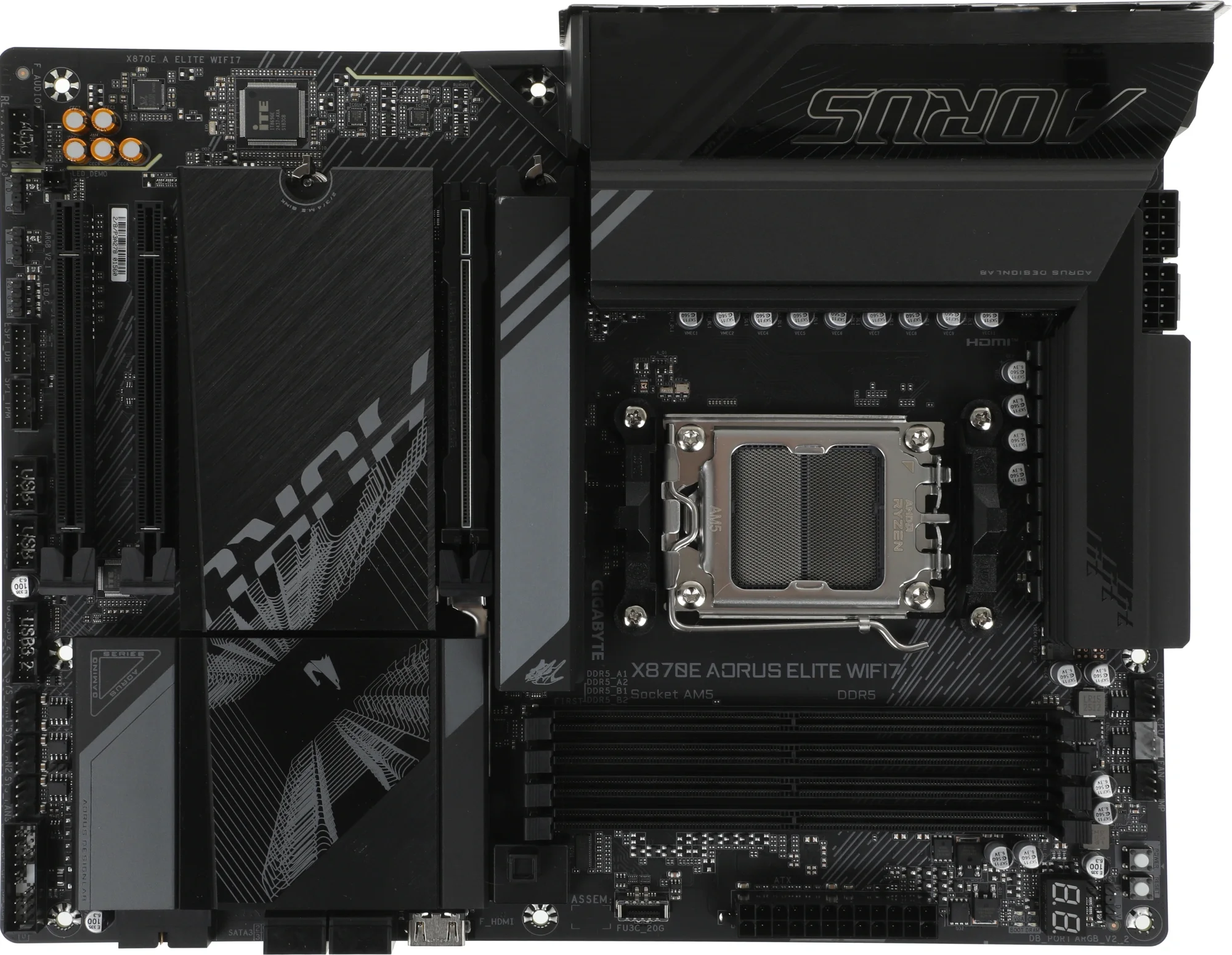 Материнская плата GIGABYTE X870E AORUS ELITE WIFI7, AM5, X870, 4*DDR5,  4*SATA, 4*M.2, 7*USB 3.2, 2*USB 2.0, 2*Type-C, 3*PCIx16, HDMI, ATX