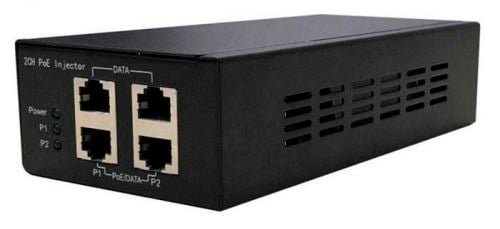 Osnovo - PoE-инжектор Gigabit Ethernet на 2 порта. Соответствует стандартам PoE IEEE 802.3af/at. Автоматическое определение PoE устройств. Мощность PoE на порт - до 30W. Суммарная мощность PoE - до 60W. Вх. - 2 x RJ45 (10/100/1000 Base-T), вых. - 2 x RJ45(10/100/1000 Base-T, PoE, IEEE 802.3af/at). Питание: AC100-240V. Встроенный БП. Размеры(ШхВхГ): 83x44x172мм. Рабочая температура: -10...+45 гр. C