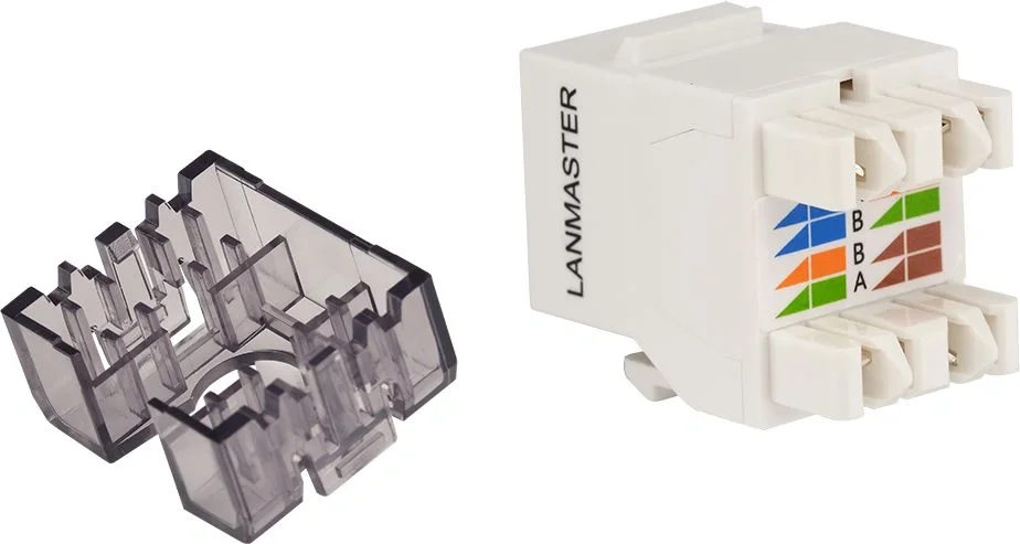 Модуль Модуль Keystone, RJ45, неэкранированный, кат.6, со встроенной шторкой, 180 градусов, белый