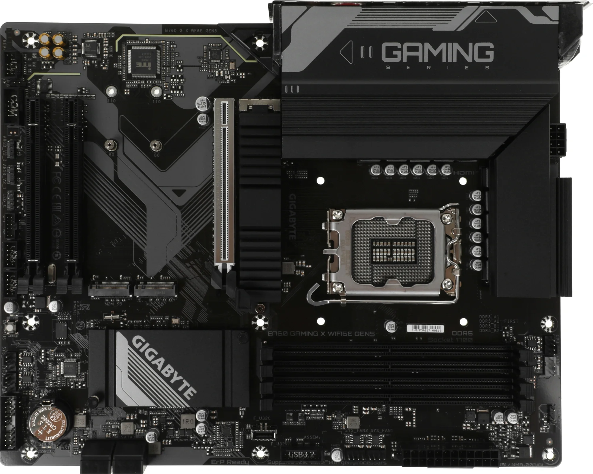 Материнская плата Gigabyte - B760 G X WF6E GEN5, ATX, Intel B760, 1xLGA 1700, 4xDDR5, audio, Wi-Fi, Bluetooth, HDMI, DP, B760 G X WF6E GEN5
