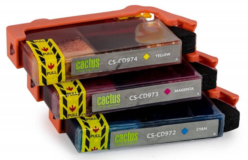 Картридж струйный Cactus CS-CD972/3/4 №920XL голубой/желтый/пурпурный набор (43.8мл) для HP DJ 6000/6500/7000/7500 с чипом
