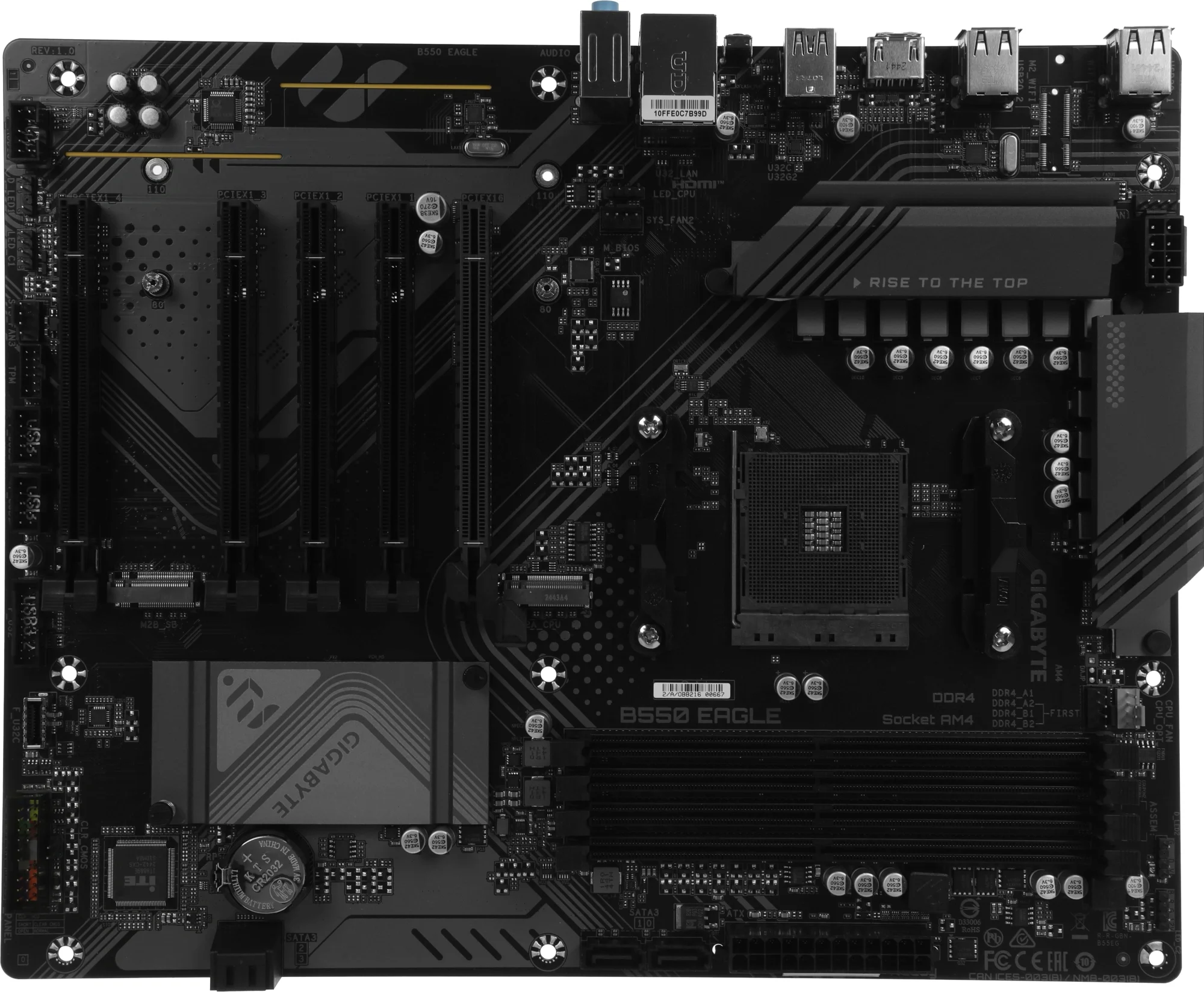 Материнская плата Gigabyte B550 EAGLE, AM4, AMD B550, 4xDDR4, 4xSATA, 2xM.2, 1xPCIe 4.0 x16, 4xPCIe 3.0 x16, 1xHDMI, 1x 1Gb LAN, 1xUSB-C 3.2 Gen 1, 1xUSB-A 3.2 Gen 2, 2xUSB-A 3.2 Gen 1, 4xUSB-A 2.0, 3x3.5 мм, 7.1, ATX