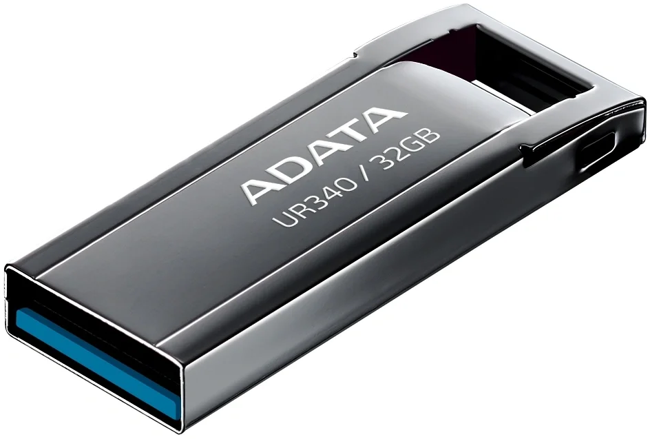 USB накопитель ADATA - UR340, USB Type A (USB 3.2 Gen 1), 32 ГБ, read speed-100MB/s, цвет чёрный, AROY-UR340-32GBK