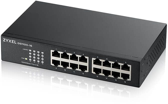 Коммутатор/ ZYXEL GS1100-16 Switch, 16xGE, rack 19 ", silent