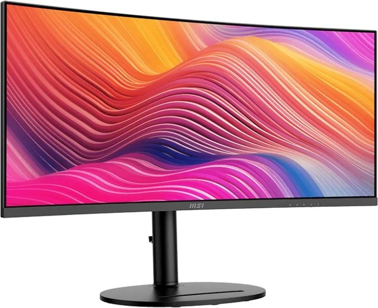 Монитор 34" MSI Modern MD342CQP VA 3440x1440, 120 Гц, 4 мс, 21:9, 300 кд/м², 2xHDMI 2.0b, DP 1.4a, USB-C, USB Hub (2x USB 3.0), 3.5 Jack, динамики (2x3 Вт), Adaptive-Sync, изогнутый экран (1500R), черный